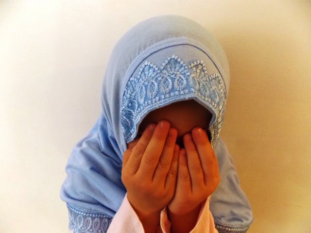 Amira Girls Hijab 11 W/Lace Baby Blue